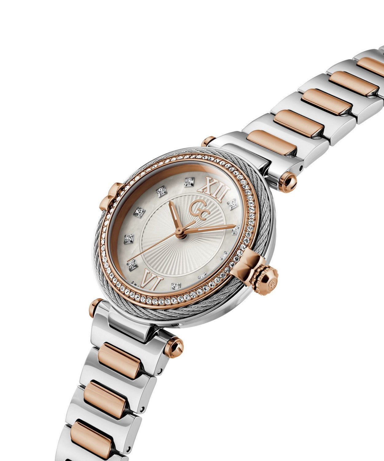 GC Sportchic Womens Silver & Rose Gold Tone Watch Z52001L1MF