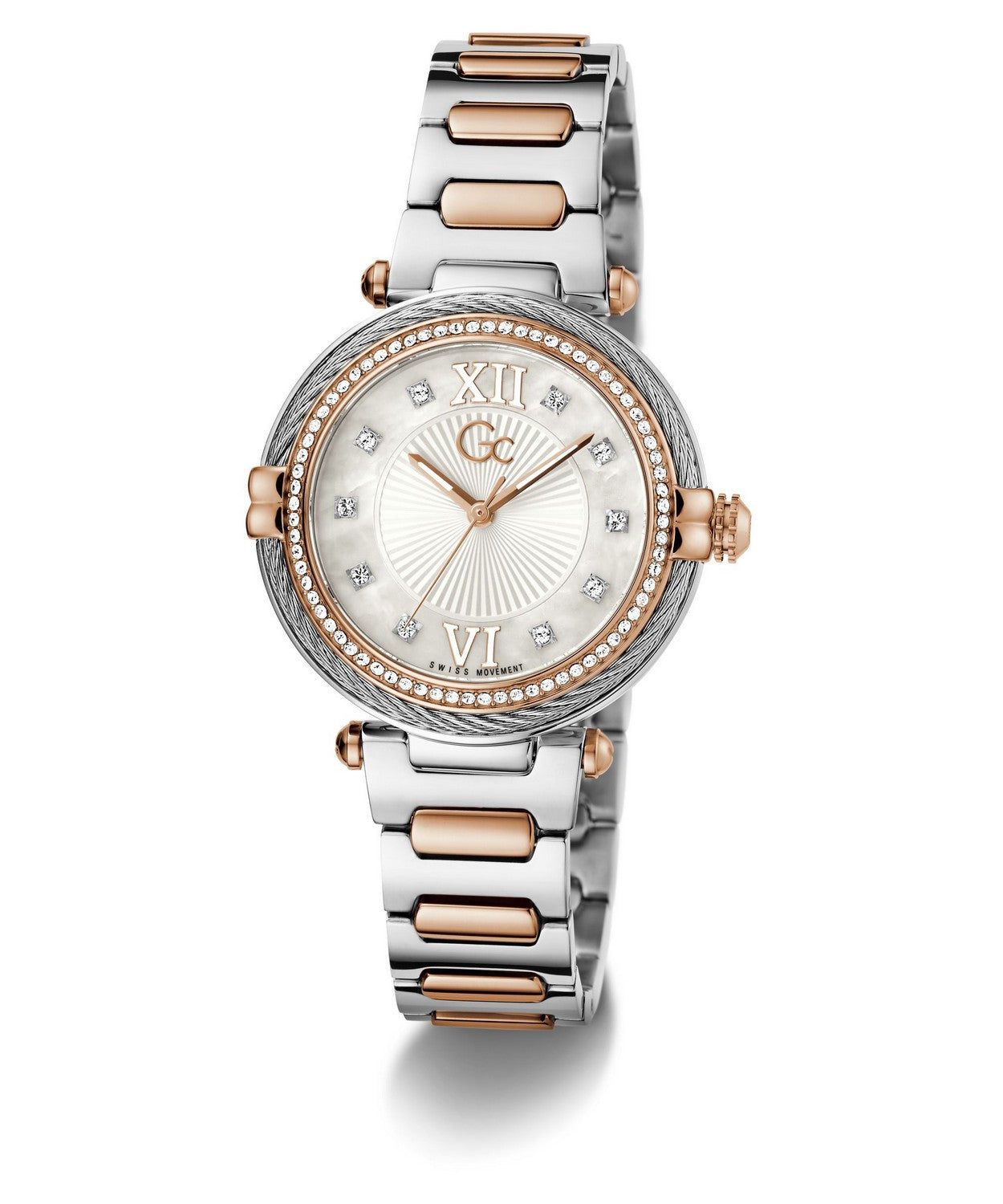 GC Sportchic Womens Silver & Rose Gold Tone Watch Z52001L1MF