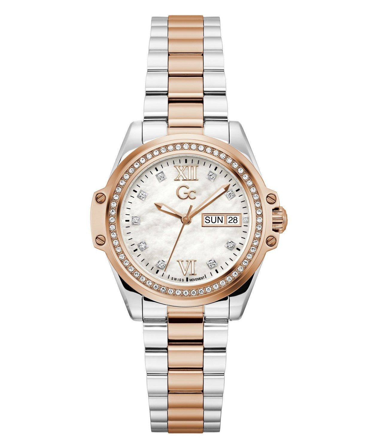 GC Sportchic Womens Silver & Rose Gold Tone Watch Z53001L1