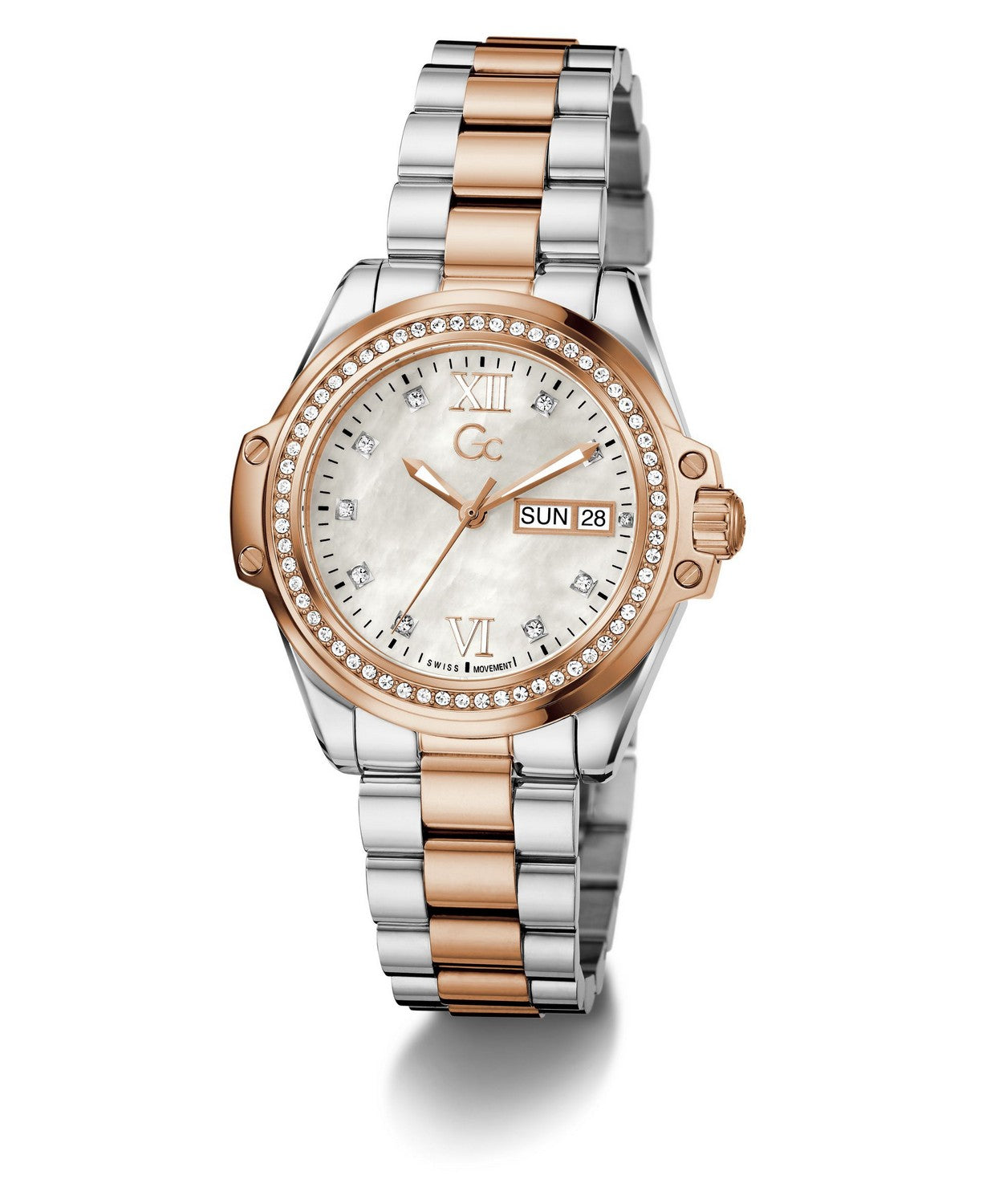 GC Sportchic Womens Silver & Rose Gold Tone Watch Z53001L1