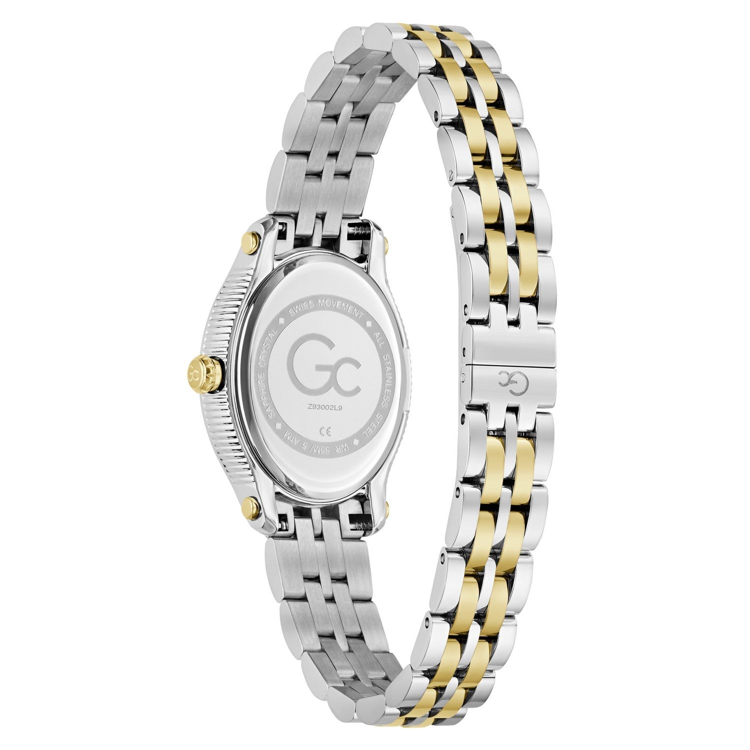 Gc Womens Pearl Green Mother of Pearl Dial Two-Tone Silver Gold Stainless Steel Bracelet Watch Z93002L9