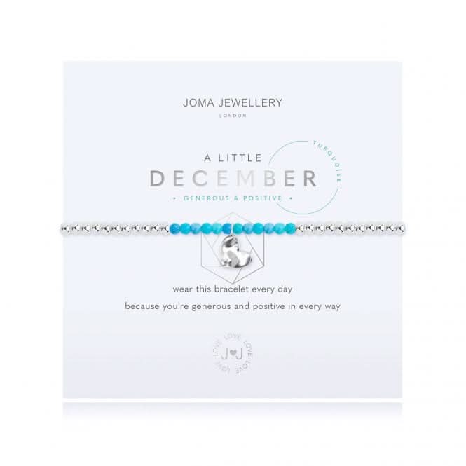 A Little Birthstone December Turquoise Silver 17.5cm Stretch Bracelet 3471