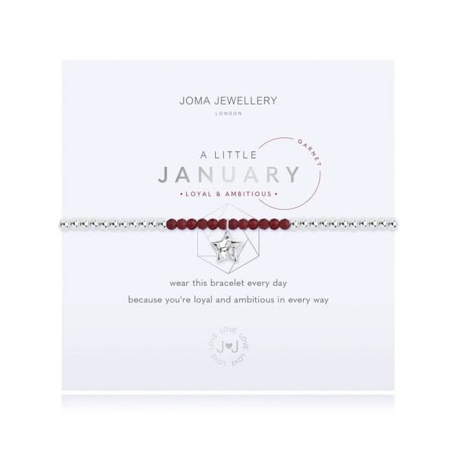 A Little Birthstone January Garnet Silver 17.5cm Stretch Bracelet 3460