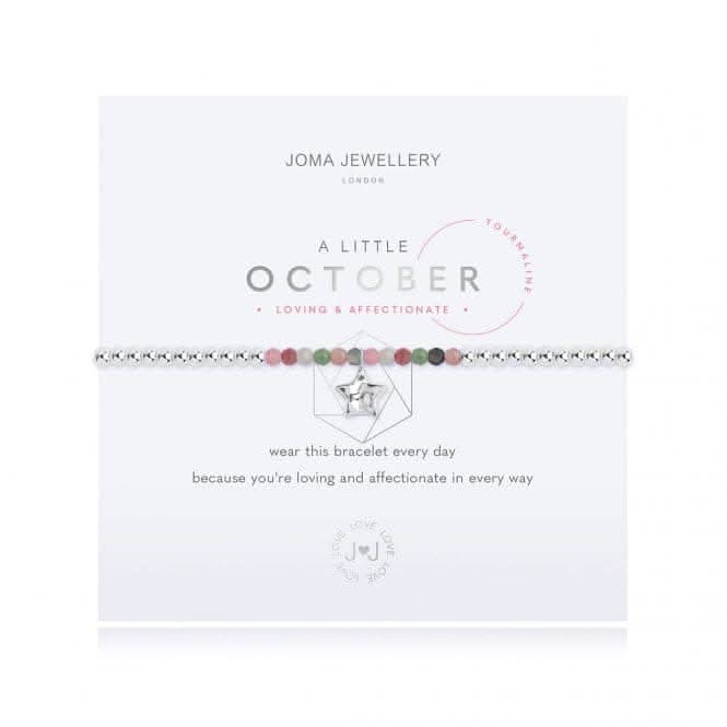 A Little Birthstone October Tourmaline Silver 17.5cm Stretch Bracelet 3469