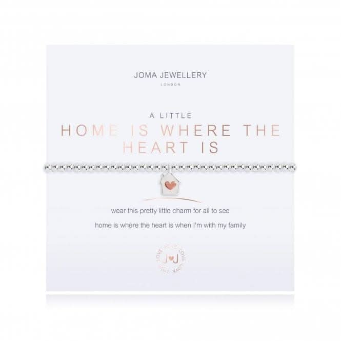 A Little Home Is Where The Heart Is Silver Rose Gold 17.5cm Stretch Bracelet 3206