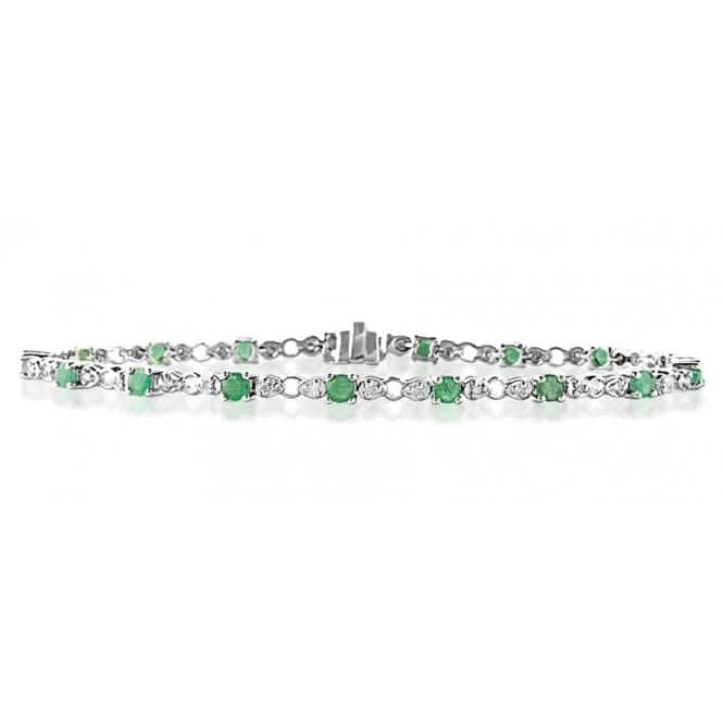 Acotis Diamonds 18K White Gold 0.17ct Diamond Emerald Bracelet H1129Acotis DiamondsH1129