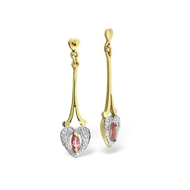 Acotis Diamonds 9K Gold 0.01ct Diamond Pink Sapphire Earrings Z1443Acotis DiamondsZ1443