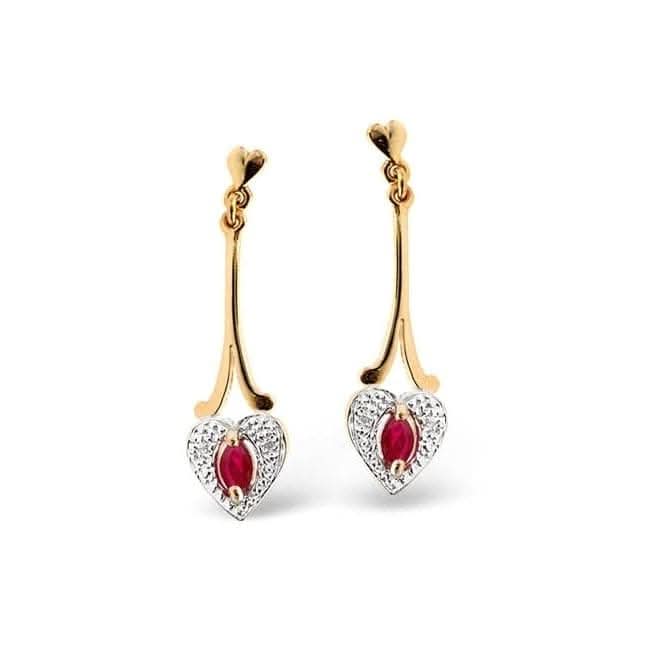 Acotis Diamonds 9K Gold 0.01ct Diamond Ruby Earrings Z1058Acotis DiamondsZ1058