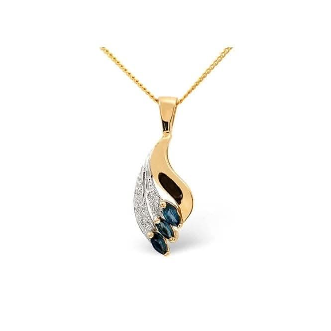 Acotis Diamonds 9K Gold 0.04ct Diamond Sapphire Pendant Z1021Acotis DiamondsZ1021