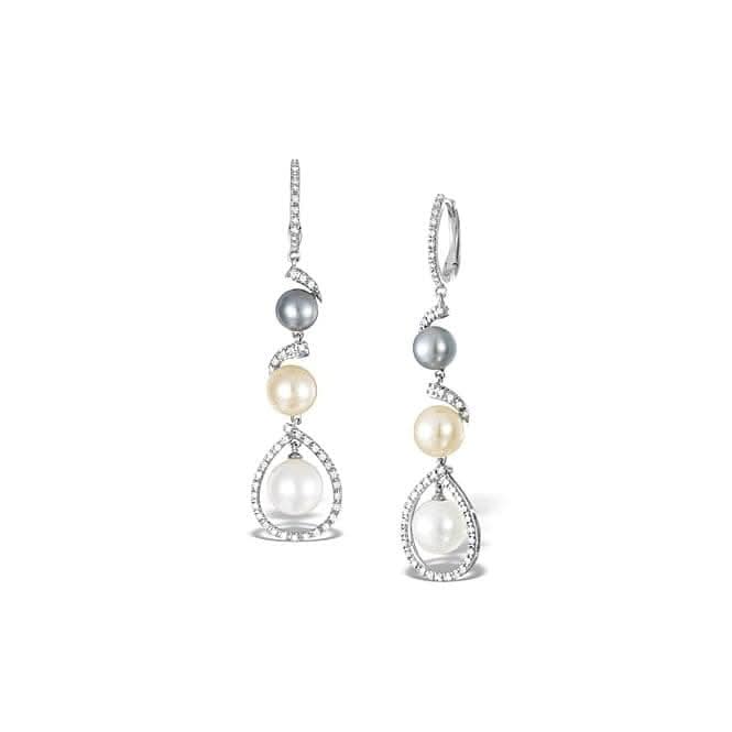Acotis Diamonds 9K White Gold 0.46ct Diamond 0.46ct Pearl Earrings F2259Acotis DiamondsF2259