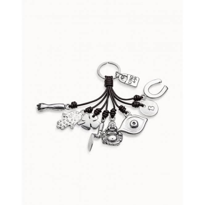 Amulet Silver Leather Key Ring LLA0124MTX