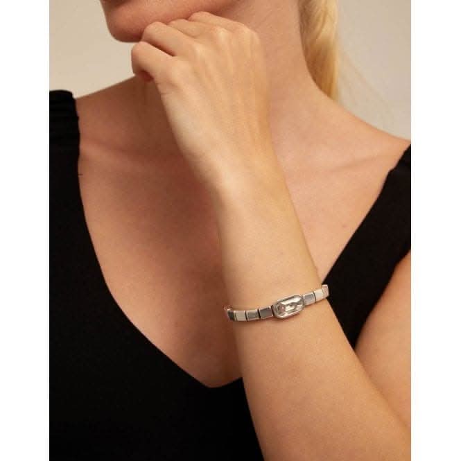 Anaconda White Metal Faceted Crystal BraceletUNOde50PUL2156BLNMTL0U