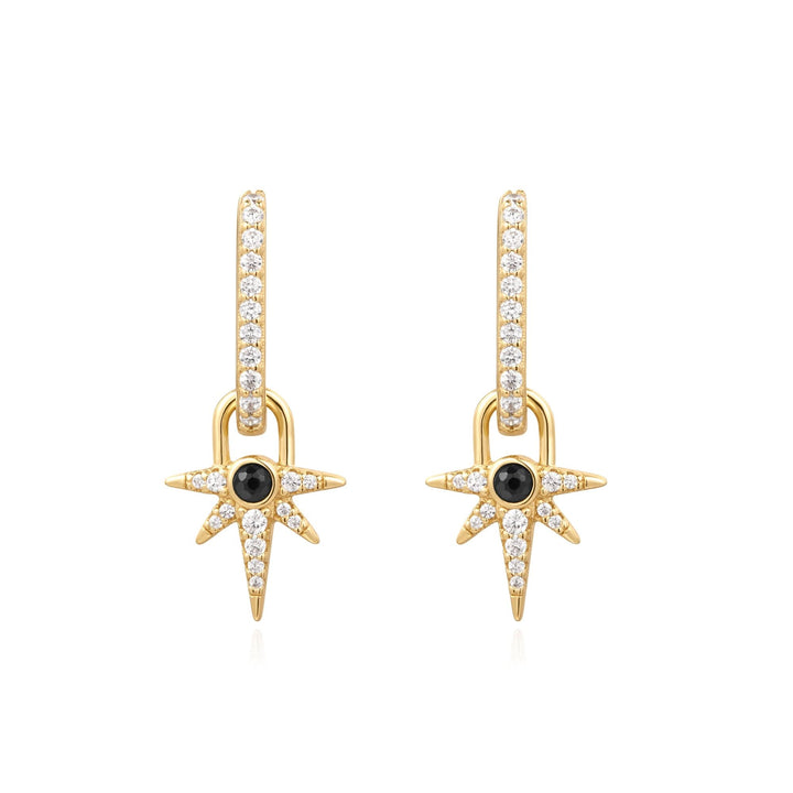 Ania Haie Gold Black Onyx Star Drop Huggies E061 - 12GAnia HaieE061 - 12G
