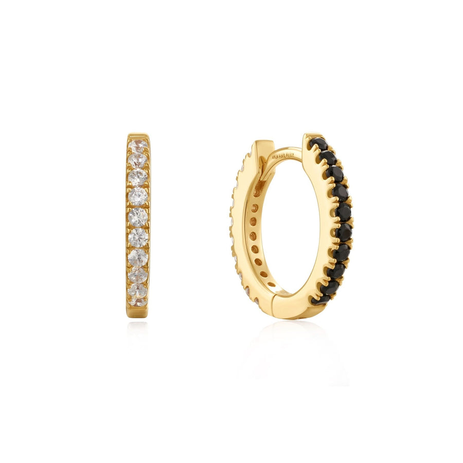 Ania Haie Gold Black White Cubic Zirconia Huggies E060-01G