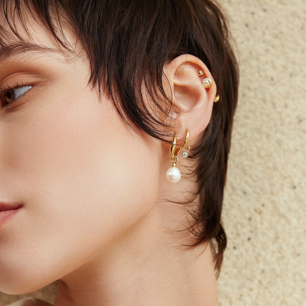 Ania Haie Gold Freshwater Pearl Drop Hoops E058-05G