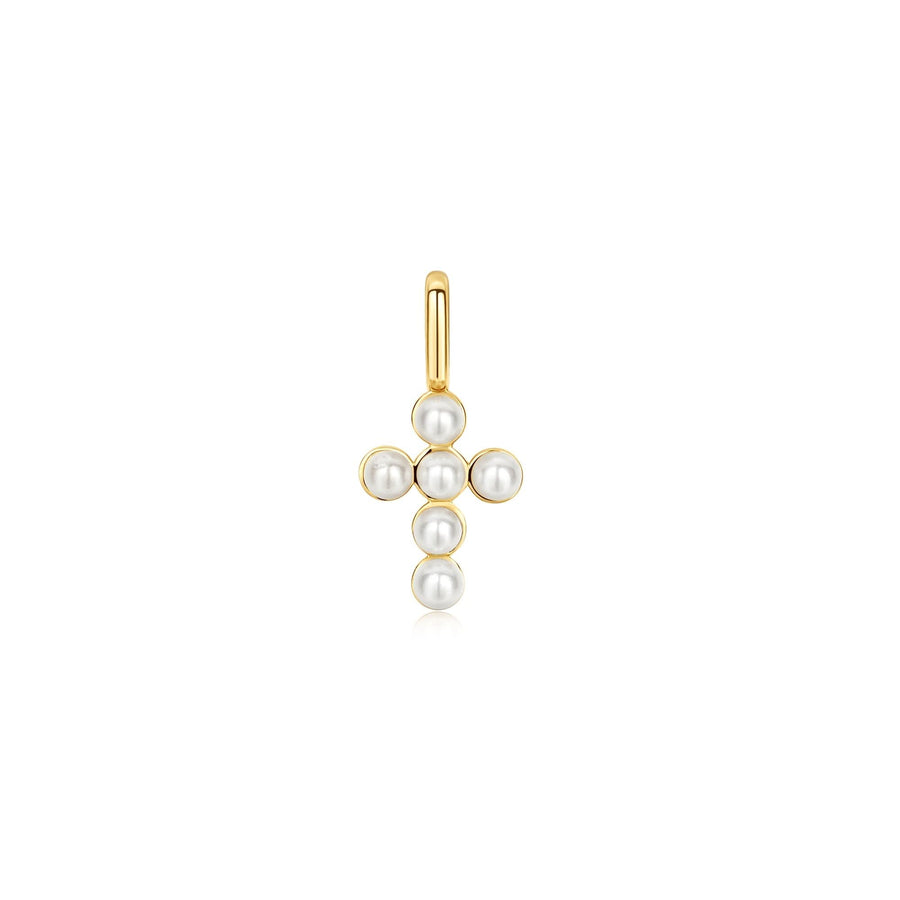Ania Haie Gold Gold Shell Pearl Cross Charm NC060-06G