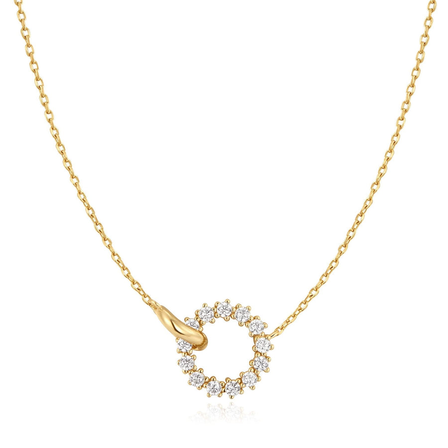 Ania Haie Gold Interlinked Circles Pavé Necklace N056-01G