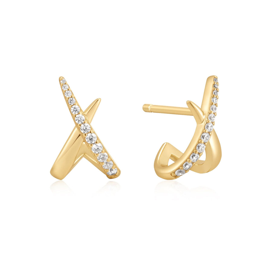 Ania Haie Gold Kiss Polished Pavé Studs E057-03G