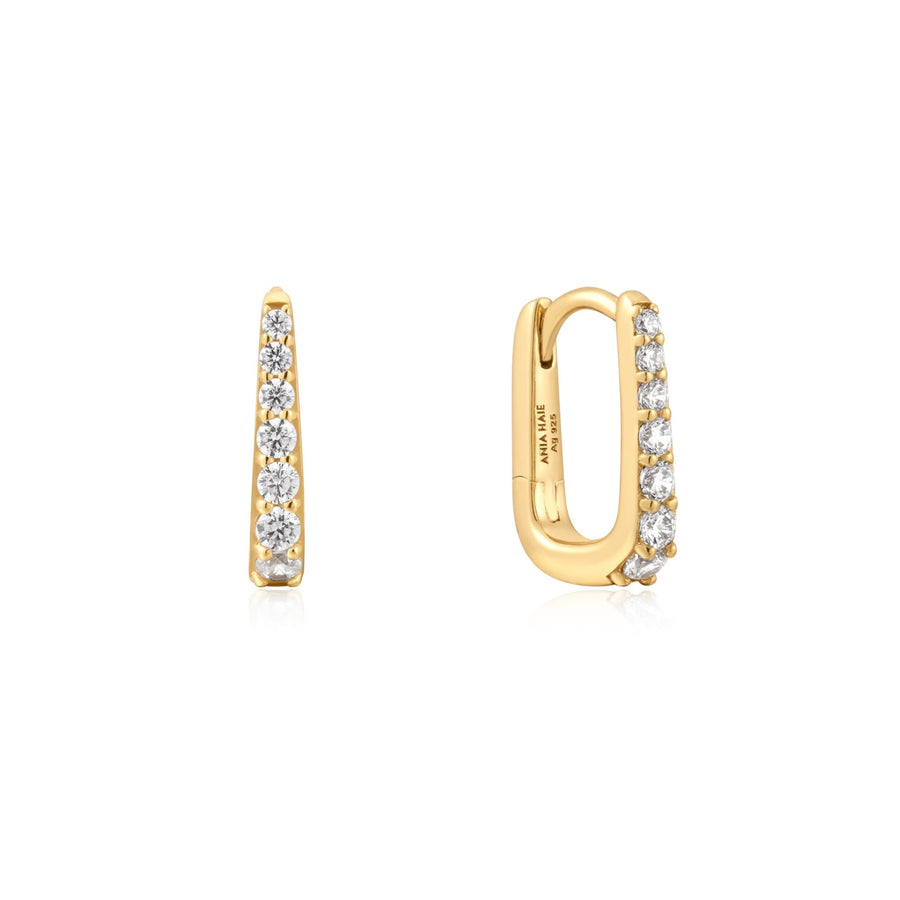 Ania Haie Gold Oval Pavé Huggies E059-10G