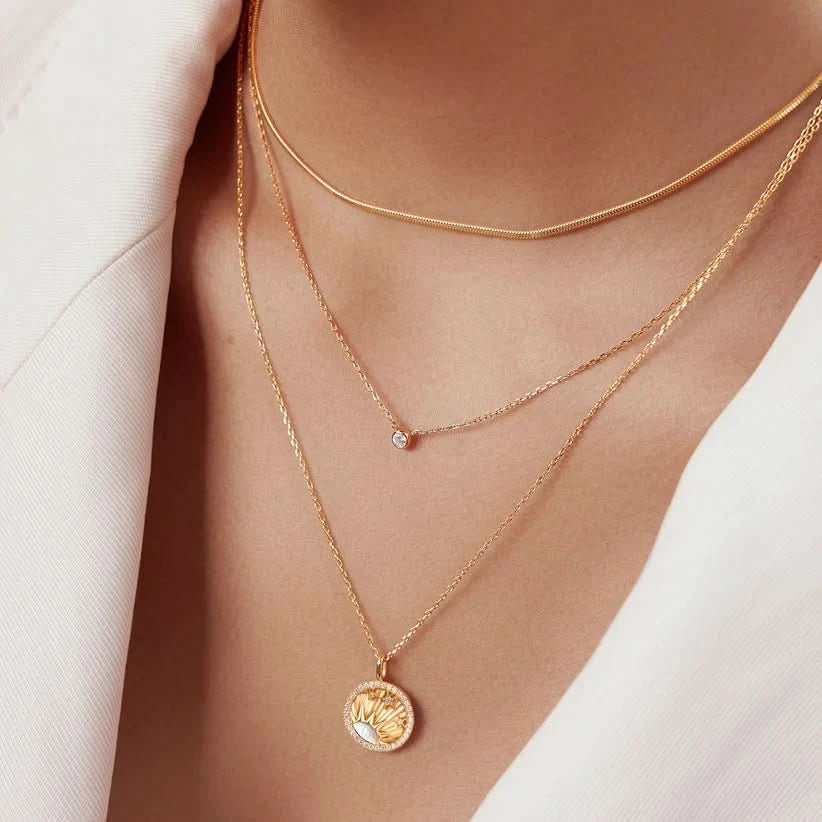 Ania Haie Gold Round Solitaire Cubic Zirconia Necklace N059-01G