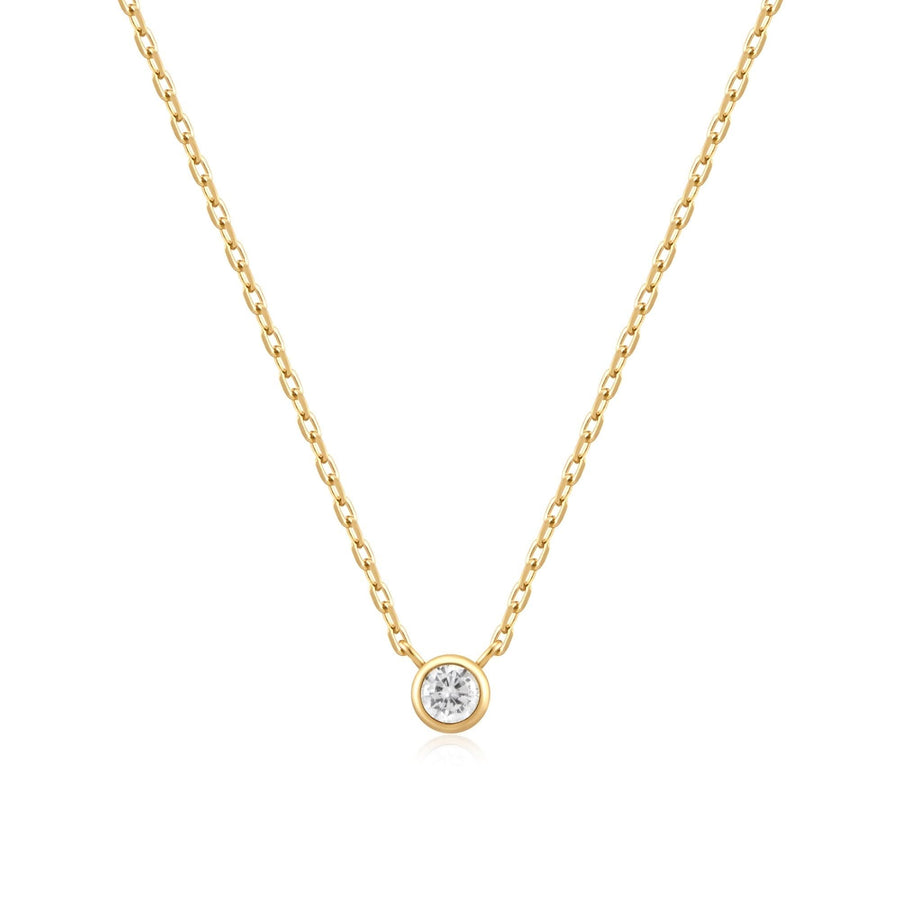 Ania Haie Gold Round Solitaire Cubic Zirconia Necklace N059-01G
