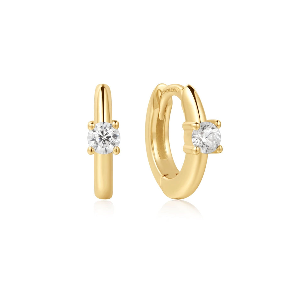 Ania Haie Gold Solitaire Cubic Zirconia Mini Huggies E061-03G