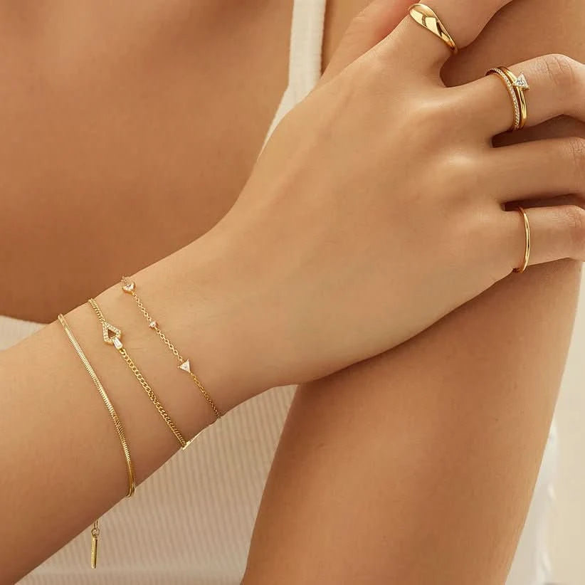 Ania Haie Gold Triangular Cubic Zirconia Station Bracelet B059-03G