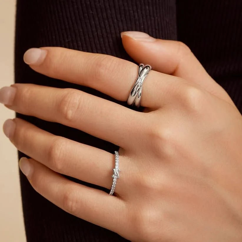 Ania Haie Silver Cross Cubic Zirconia Ring R061-01H