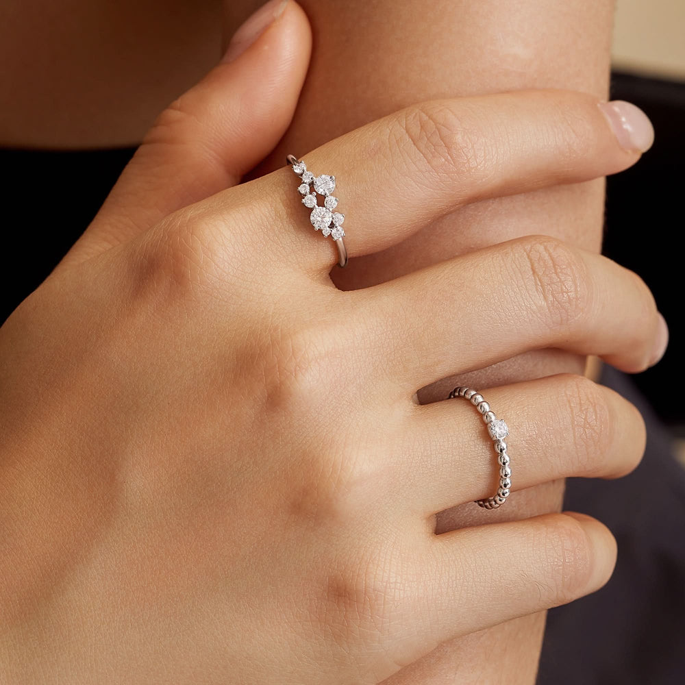Ania Haie Silver Flower Cluster Pavé Ring R058-02H