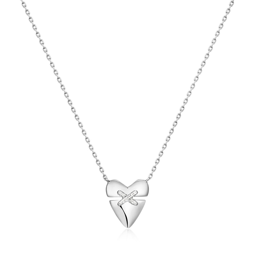 Ania Haie Silver Heart Kiss Pavé Necklace N057-02H