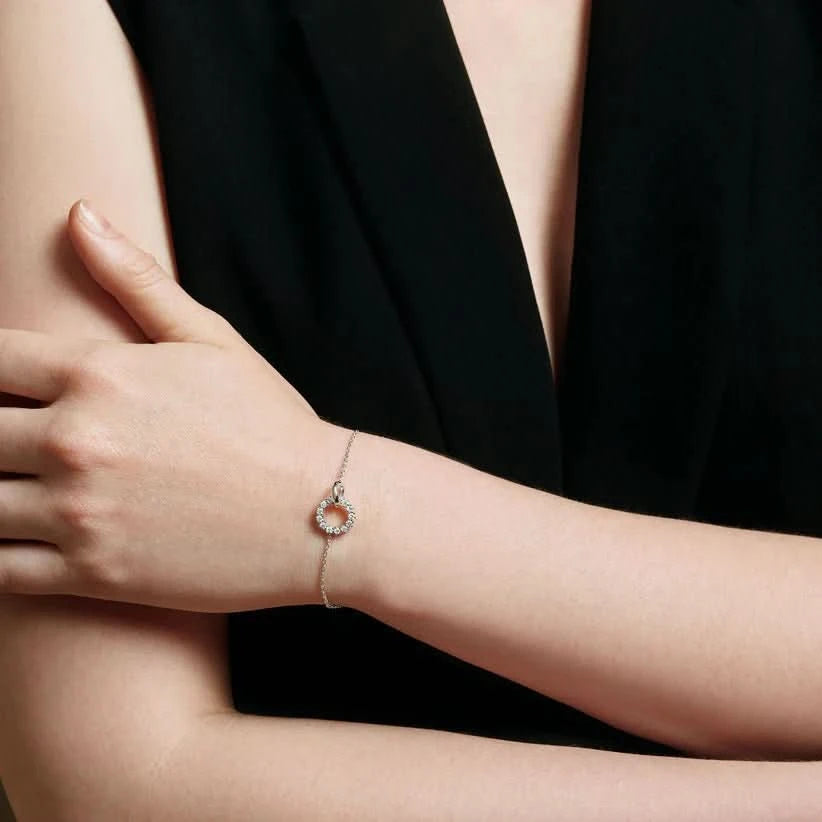 Ania Haie Silver Interlinked Circles Pavé Bracelet B056-01H