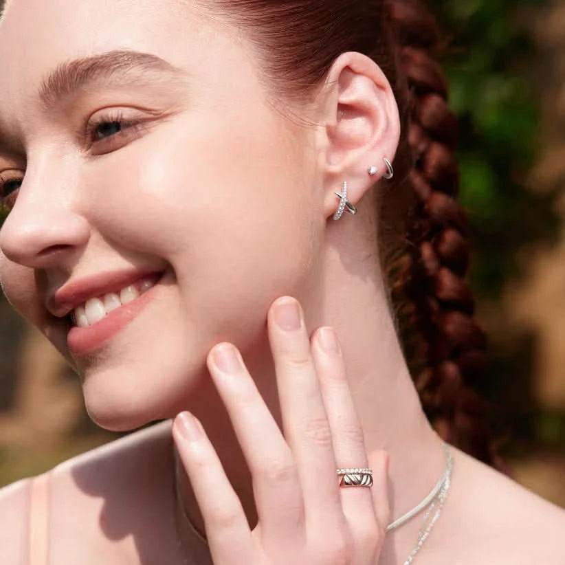 Ania Haie Silver Kiss Polished Pavé Studs E057-03H