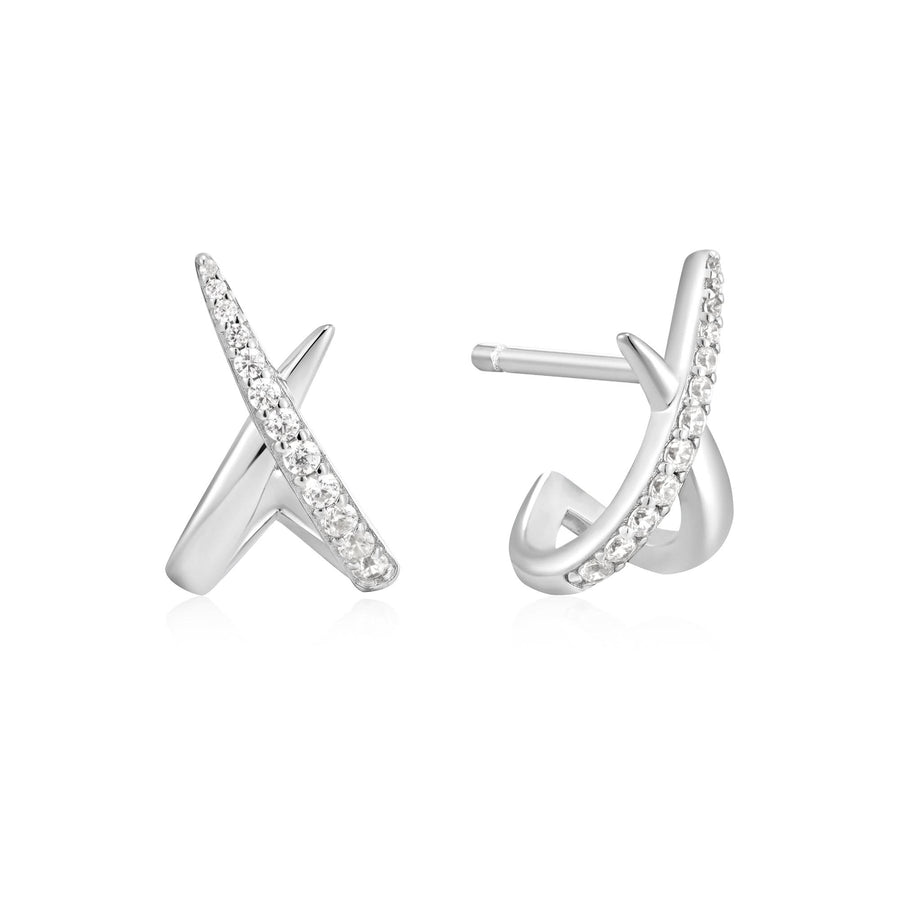 Ania Haie Silver Kiss Polished Pavé Studs E057-03H