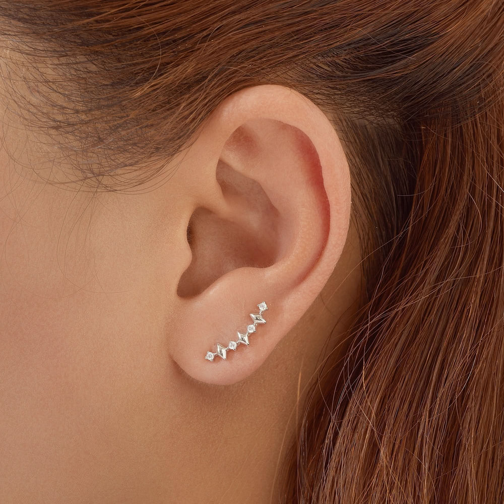 Ania Haie Silver Multi Sparkle Climber Studs E061-04H