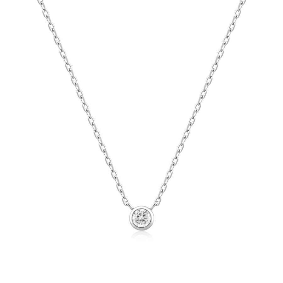 Ania Haie Silver Round Solitaire Cubic Zirconia Necklace N059-01H