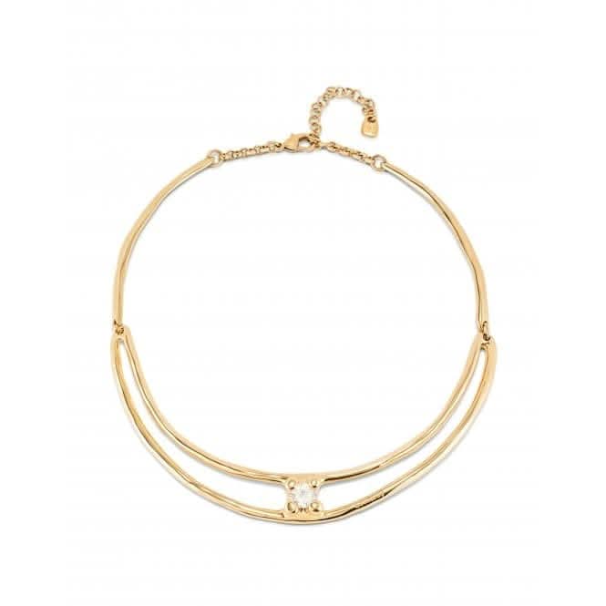 Anima Double 18k Gold-Plated Rigid White Zirconia Necklace COL1914BLNORO0U