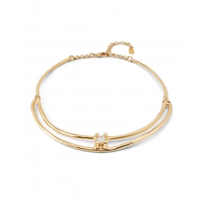 Anima Double 18k Gold-Plated Rigid White Zirconia Necklace COL1914BLNORO0U