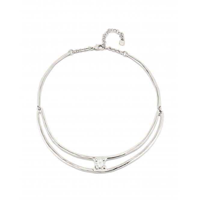 Anima Double Silver Plated Necklace with White Zirconia COL1914BLNMTL0U