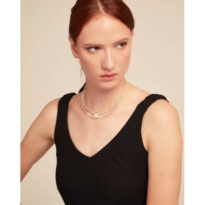 Anima Double Silver Plated Rigid White Zirconia Necklace COL1914BLNMTLUNOde50COL1914BLNMTL