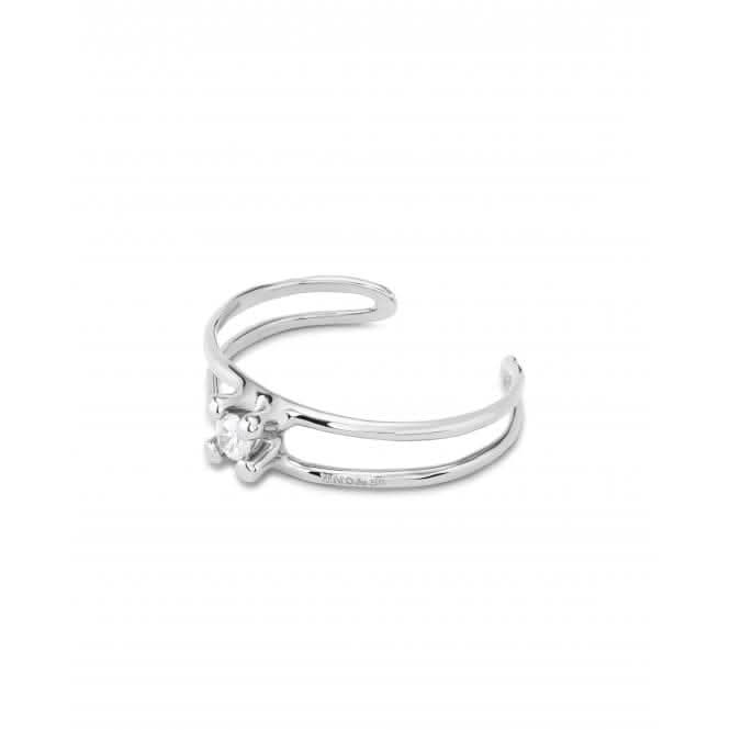 Anima Silver Plated Rigid Central White Zirconia Bangle PUL2432BLNMTL0M