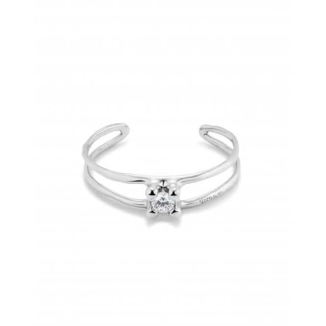 Anima Silver Plated Rigid Central White Zirconia Bangle PUL2432BLNMTL0M