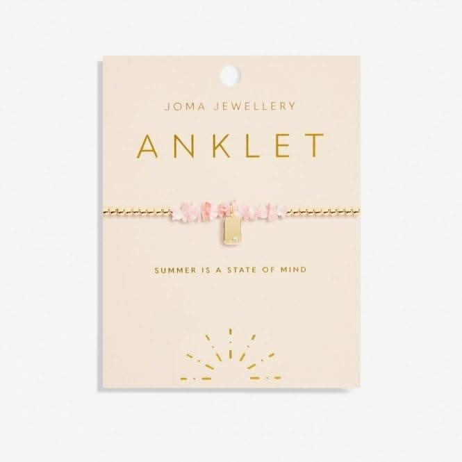 Anklet Pink Crystal Gold Plated Anklet 23cm Stretch Anklet 6948
