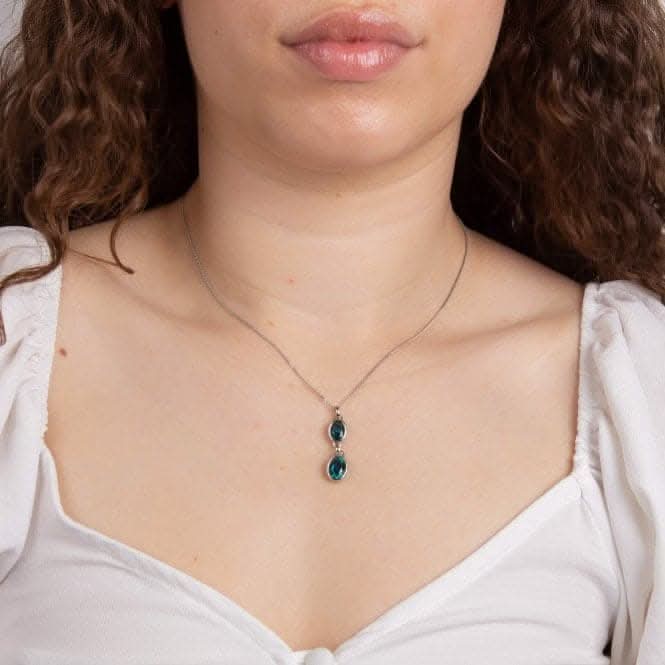 Fiorelli Silver Crystal Double Drop Pendant P5199T