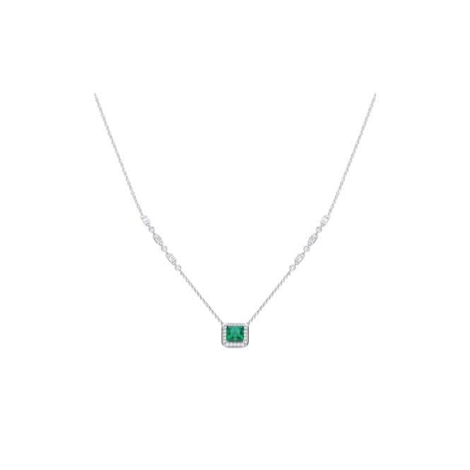 Art Deco Style Emerald Cubic Zirconia Pave Necklace N4402