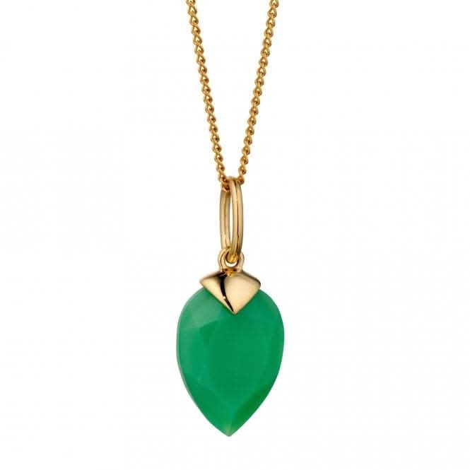 August Yellow Gold Plated Birthstone Chalcedony Stone Pendant P4982