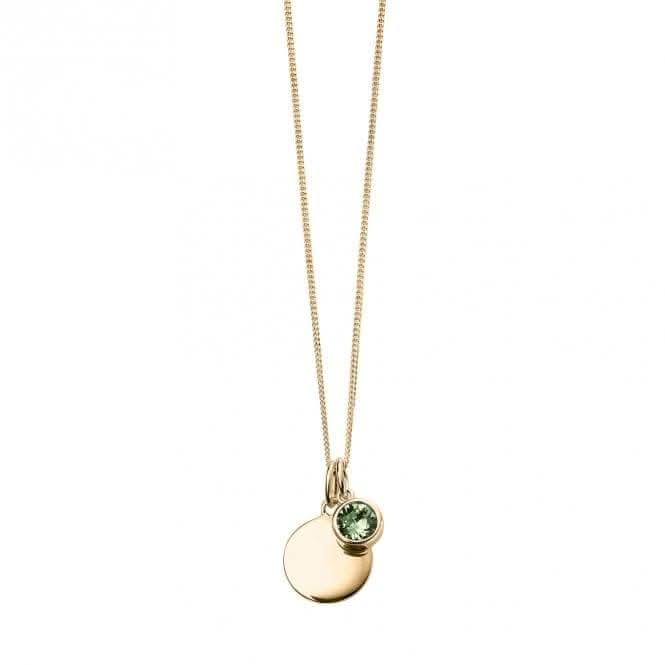 August Yellow Gold Plated Birthstone Engravable Disc Necklace P5015