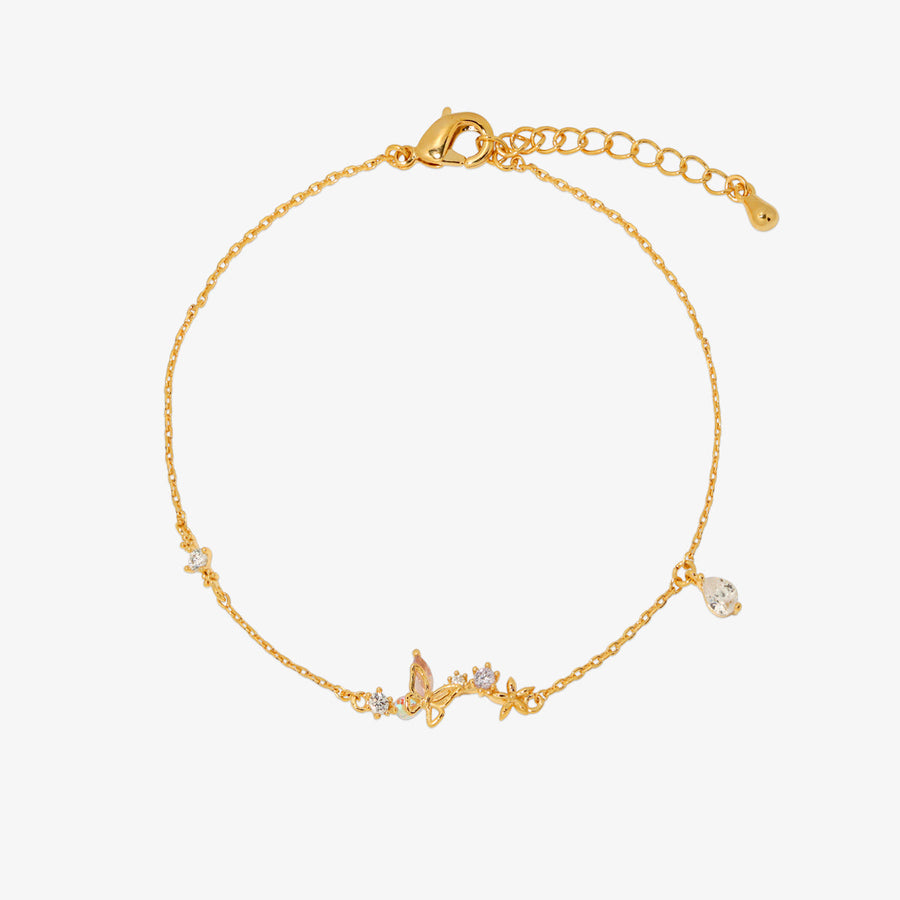 Smoked Topaz Cubic Charm Butterfly Bracelet