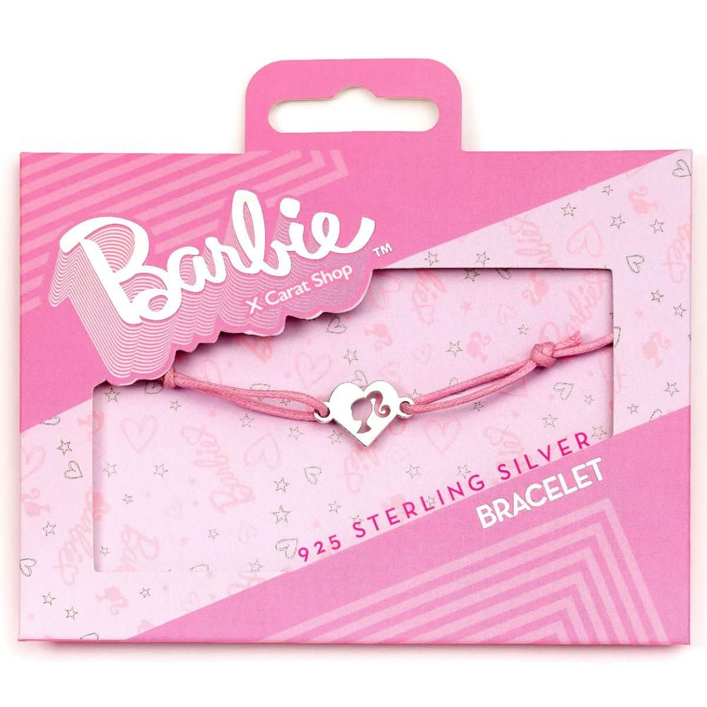Barbie Sterling Silver Heart Friendship Pink Cord Bracelet BMSB0028