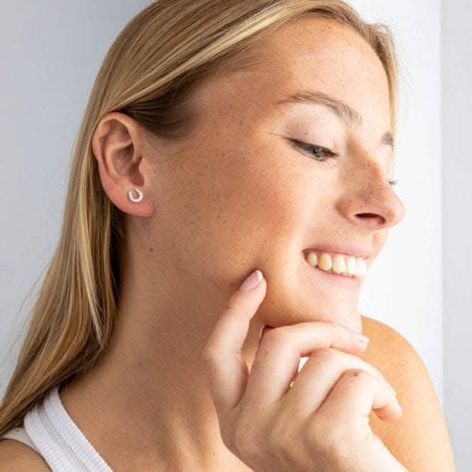 Beaded Horseshoe Zirconia Stud Earrings 3478CZ