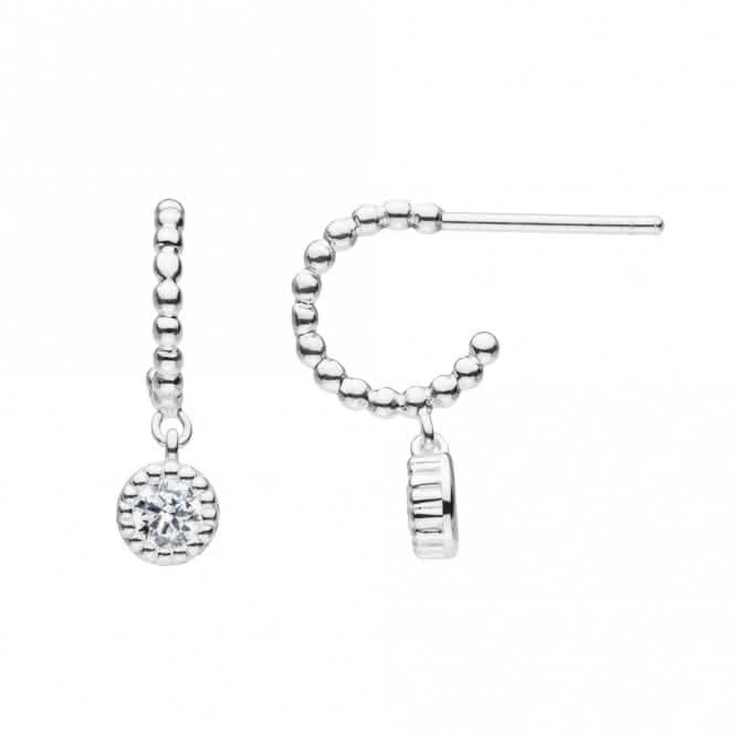 Beaded with Zirconia 11mm Stud Hoop Earrings 5375CZ